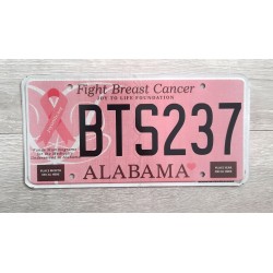 Americká SPZ Alabama Fight breast cancer