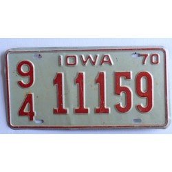 Americká SPZ Iowa r1970