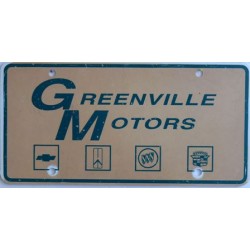 Americká reklamní SPZ prodejců automobilů GREENVILLE MOTORS