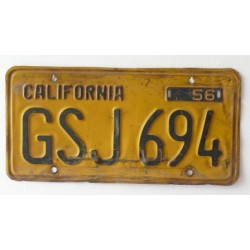 Americká SPZ California historická 1956